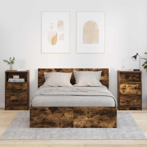 vidaXL Nachtkastjes 2 pcs Gerookt eiken 40 x 30 x 467 cm Bewerkt hout