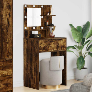 vidaXL Slaapkamer Kaptafels met lade Gerookt eiken 80 x 39,6 x 135 cm