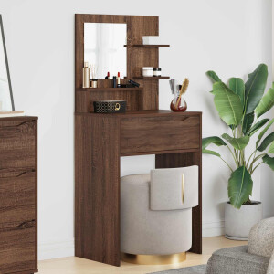 vidaXL Slaapkamer Kaptafels met lade Bruin Eiken 80 x 39,6 x 135 cm