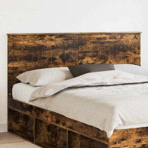 vidaXL Hoofdbord met hoofdeinde Gerookt eiken 160 cm Bewerkt hout