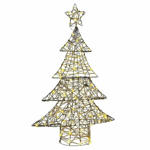 vidaXL Kerstboom met 120 LED Warmwit 150 cm Rattan