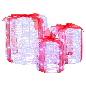 vidaXL Decoratie voor Geschenkdoos 3 pcs Koudwit 20 x 20 x 21 cm Acryl