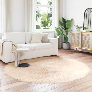 vidaXL Tapijt van imitatie TAFALLA Beige Ø 200 cm Polyester