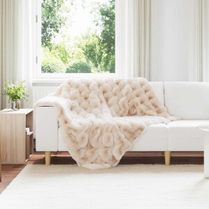 vidaXL Antislip deken van imitatie konijnenbont Olite Beige Polyester