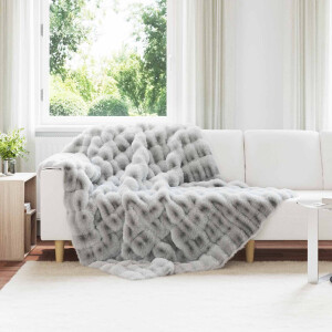 vidaXL Antislip deken van imitatie konijnenbont Olite Grijs Polyester
