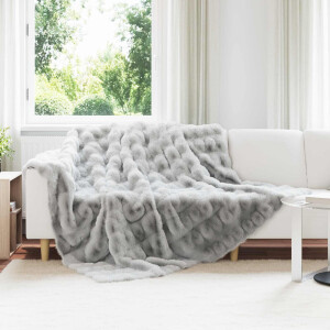 vidaXL Antislip deken van imitatie konijnenbont Olite Grijs Polyester