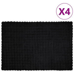 vidaXL Neppels Konijnenbont Deken 4 pcs Zwart 150 x 220 cm Polyester