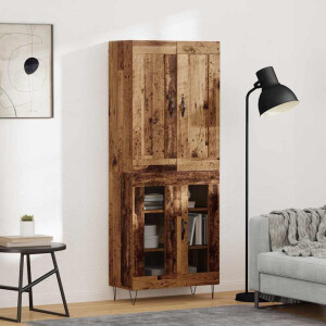 vidaXL Hoge kast Oud Hout 69,5 x 34 x 180 cm Bewerkt hout