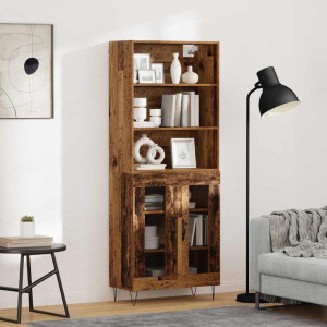 vidaXL Hoge kast 2 pcs Oudhout Bewerkt hout