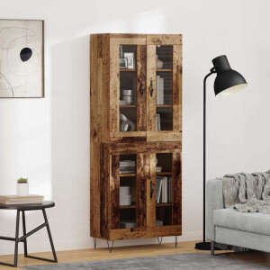 vidaXL Hoge kast Oud Hout 69,5 x 34 x 180 cm Bewerkt hout