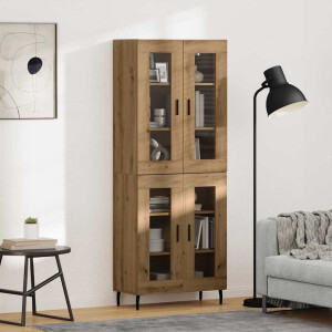 vidaXL Hoge kast 2 pcs Artisan Eiken Geengineerd Hout en Glas