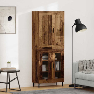 vidaXL Hoge kast 2 pcs Oudhout Bewerkt hout