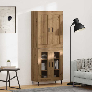 vidaXL Hoge kast 2 pcs Artisan Eiken Bewerkt hout