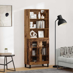 vidaXL Hoge kast 2 pcs Oudhout Bewerkt hout