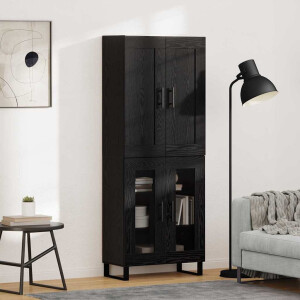 vidaXL Hoge kast Zwart Eiken 69,5 x 34 x 180 cm Bewerkt hout