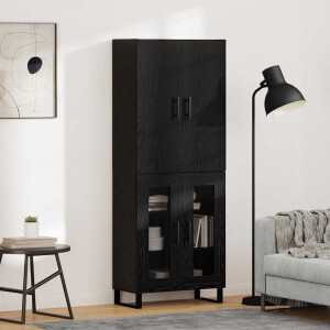 vidaXL Hoge kast 2 pcs Zwart Eiken 69,5 x 34 x 180 cm
