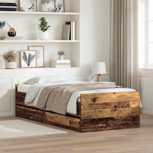 vidaXL Bedframe met lade Oud Hout 90 x 200 cm Massief grenenhout