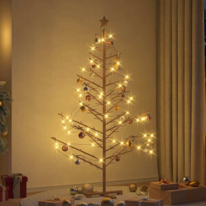 vidaXL Houten kerstboom met standaard Bruin 180 cm Massief grenenhout