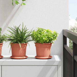 vidaXL Ronde Bloempot 6 pcs Baksteenrood Ø 15 x 12 cm Kunststof