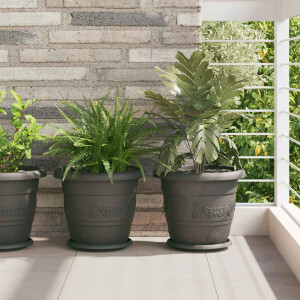 vidaXL Ronde Bloempot 24 pcs Zwart Ø 30 x 25 cm Kunststof