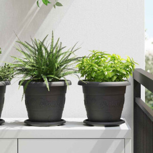 vidaXL Ronde Bloemenschalen 6 pcs Zwart Ø 17,5 x 2 cm Kunststof