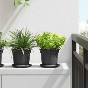vidaXL Ronde Bloemenschalen 24 pcs Zwart Ø 14 x 2 cm Kunststof