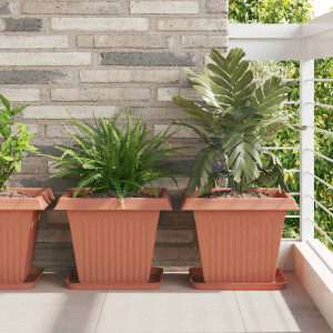 vidaXL Vierkante Bloempot 24 pcs Baksteenrood 38 x 38 x 30 cm