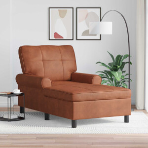 vidaXL Chaise Lounge met kussen Bruin 91 x 157 x 91 cm Nep Leer
