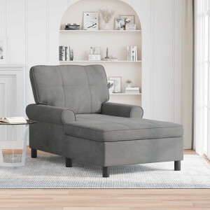vidaXL Chaise Lounge met kussen Donkergrijs 91 x 157 x 91 cm Fluweel