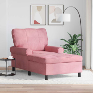 vidaXL Chaise Lounge met kussen Roze 91 x 157 x 91 cm Fluweel