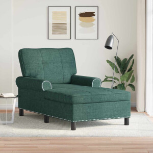 vidaXL Chaise Lounge met kussen Donkergroen 91 x 157 x 91 cm Stof