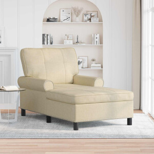 vidaXL Chaise Lounge met kussen Crème 91 x 157 x 91 cm Stof