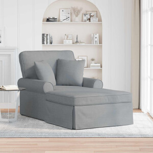 vidaXL Chaise Lounge met Rok met kussen 3 pcs Lichtgrijs Stof