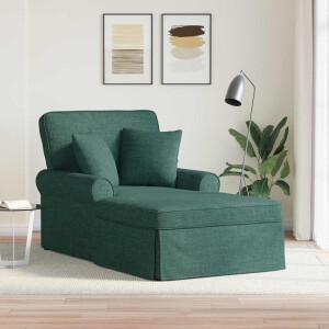 vidaXL Chaise Lounge met Rok met kussen 3 pcs Donkergroen Stof