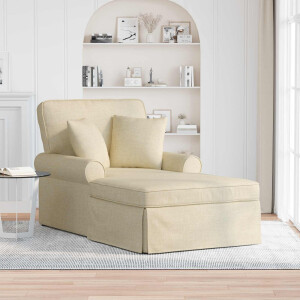 vidaXL Chaise Lounge met Rok met kussen met kussen 3 pcs Crème Stof