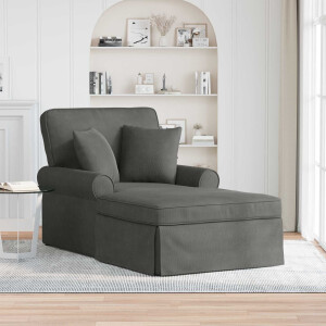 vidaXL Chaise Lounge met Rok met kussen 3 pcs Donkergrijs Katoen Stof