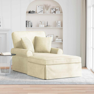 vidaXL Chaise Lounge met Rok met kussen 3 pcs Crème Katoen Stof