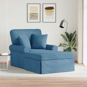 vidaXL Chaise Lounge met Rok met kussen 3 pcs Blauw Katoen Stof