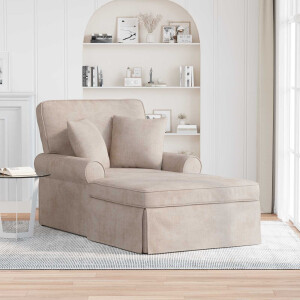 vidaXL Chaise Lounge met Rok met kussen Beige 157 x 91 x 91 cm ARES