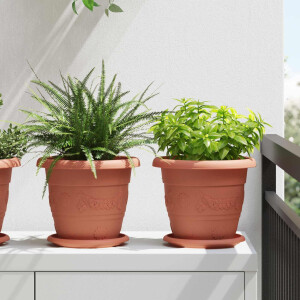 vidaXL Plantenpotten 24 pcs Baksteenrood Ø 22 x 18 cm Kunststof