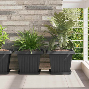 vidaXL Plantenpotten 24 pcs Zwart 33 x 33 x 26 cm Kunststof