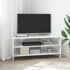 vidaXL HoekTVKast Hoogglans Wit 102x40,5x45cm Bewerkt hout