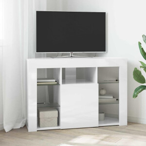 vidaXL Hoek LED TV Kast Hoogglans Wit 100x40x68cm Bewerkt hout