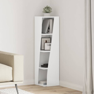 vidaXL Hoekkast Hoogglans wit 27,5x27x102cm Bewerkt hout
