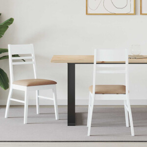 vidaXL Eettafelstoelen 2 pcs Wit 43 x 54 x 89 cm Massief Rubberhout