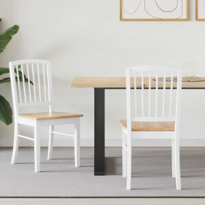vidaXL Eettafelstoelen 2 pcs Wit 50 x 52,5 x 91 cm Massief Rubberhout