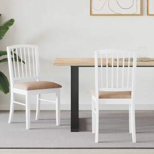 vidaXL Eettafelstoelen 2 pcs Wit 50 x 52,5 x 91 cm Massief Rubberhout