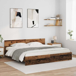 vidaXL Bedframe met hoofdeinde Oud Hout 180 x 200 cm Bewerkt hout