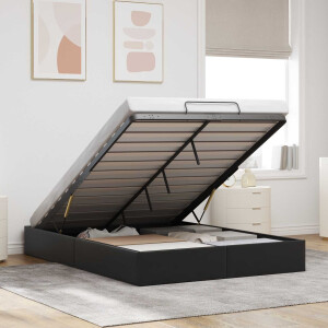 vidaXL Ottoman Bedframe Zwart 153 x 203 cm Kunstleer