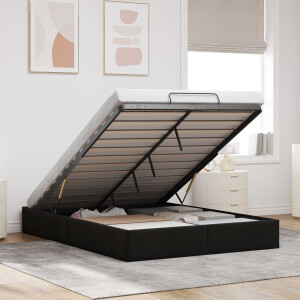 vidaXL Ottoman Bedframe Zwart 153 x 203 cm Stof